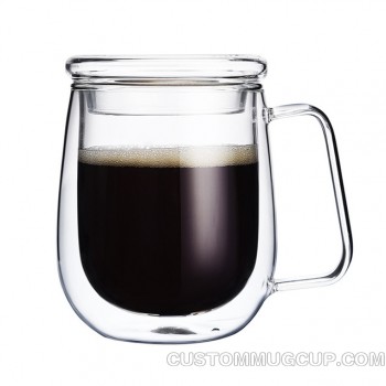 Custom mugs and Personalized mugs 250ml Borosilicate Mug Double Wall Insulated  Glasses Espresso Mugs with Lid and Spoon order online