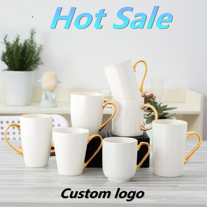 Custom mugs and Personalized mugs Gold Foil Handle Custom Logo